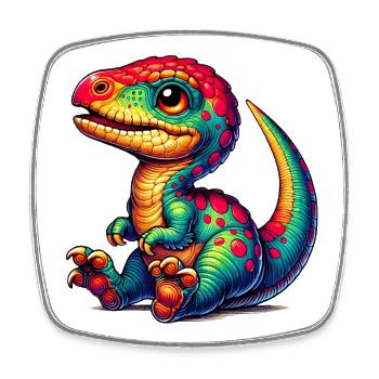 Dinosaure - Magnet carré - blanc - Devant