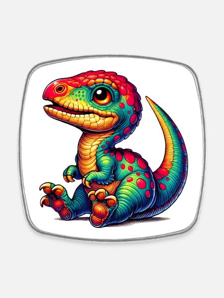 Dinosaur - Square fridge magnet - white