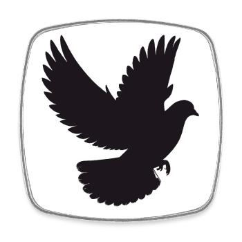 Peaceful Dove in Flight – Silhouette Style - Square fridge magnet - white - Front
