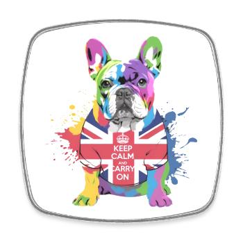 Regenbogen Bulldogge Union Jack - Viereckiger Kühlschrankmagnet - Weiß - Vorne