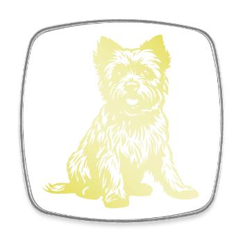 Yorkshire Terrier Dog Silhouette - Square fridge magnet - white - Front