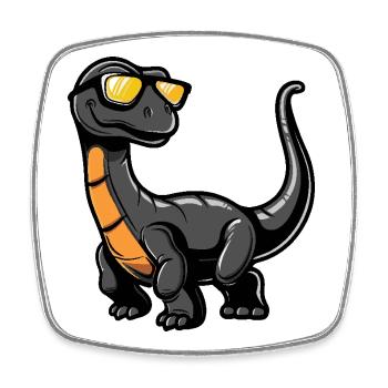 Dinosaur brontosaurus Cool Comic - Square fridge magnet - white - Front