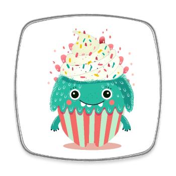 Cute Cupcake Monster – Cute and Playful - Square fridge magnet - white - Front