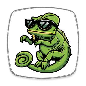 Chameleon Cool Comic - Viereckiger Kühlschrankmagnet - Weiß - Vorne