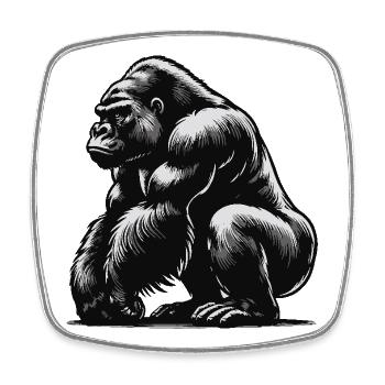 Gorilla - Square fridge magnet - white - Front