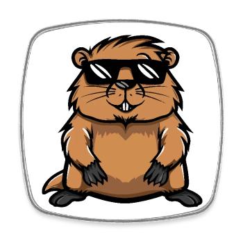 Biber Cool Comic - Viereckiger Kühlschrankmagnet - Weiß - Vorne