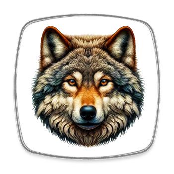 Wolf - Square fridge magnet - white - Front