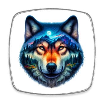 Wolf - Viereckiger Kühlschrankmagnet - Weiß - Vorne