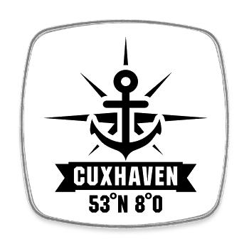 Cuxhaven 53 Grad Nord 8 Grad Ost - Viereckiger Kühlschrankmagnet - Weiß - Vorne
