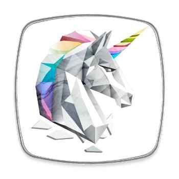 Geometric Unicorn with Rainbow Mane - Square fridge magnet - white - Front
