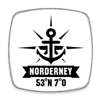 Norderney 53 Grad Nord 7 Grad Ost - Viereckiger Kühlschrankmagnet - Weiß - Vorne