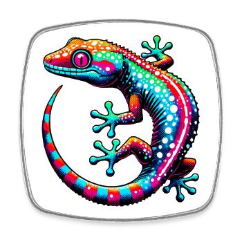 Gecko - Viereckiger Kühlschrankmagnet - Weiß - Vorne