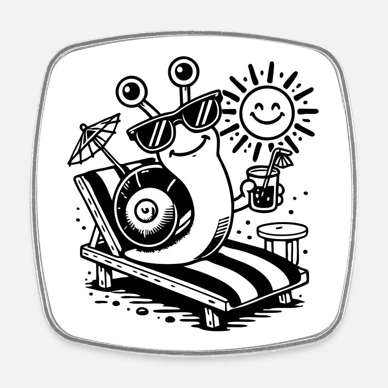 Snail - Magnet carré - blanc