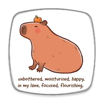 Entspanntes Capybara – Flourishing Mood - Viereckiger Kühlschrankmagnet - Weiß - Vorne