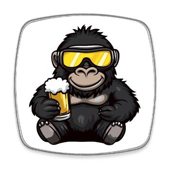 Gorilla Après-Ski Bière Bande Dessinée - Magnet carré - blanc - Devant