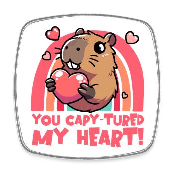 Tu as Capy-turé mon cœur - Cute Capybara Design - Magnet carré - blanc - Devant