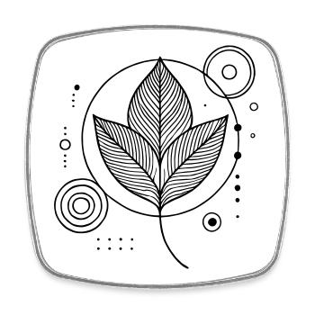 Zen Blätter – Natur trifft Geometrie in stilvoller - Viereckiger Kühlschrankmagnet - Weiß - Vorne