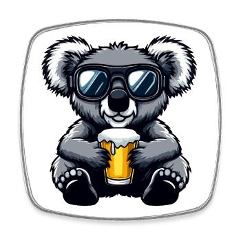 Koala Après Ski Beer Comic - Square fridge magnet - white - Front