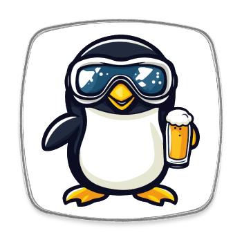 Penguin Après-Ski Bière Bande Dessinée - Magnet carré - blanc - Devant