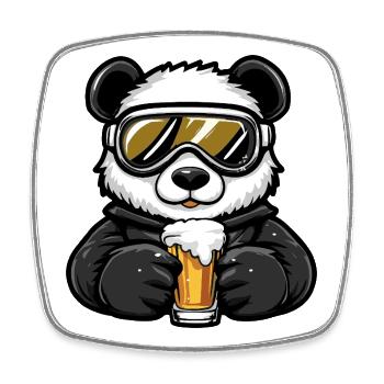 Panda Après-Ski Bière Bande Dessinée - Magnet carré - blanc - Devant