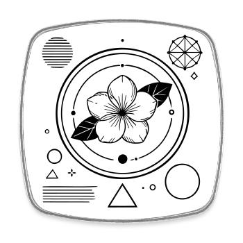 Géométrie florale – Art moderne pour la méditation - Magnet carré - blanc - Devant
