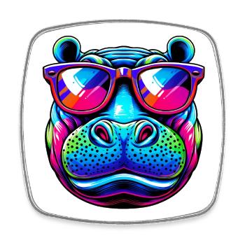 Hippopotamus - Square fridge magnet - white - Front