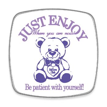Just Enjoy – Beruhigender Teddybär - Viereckiger Kühlschrankmagnet - Weiß - Vorne