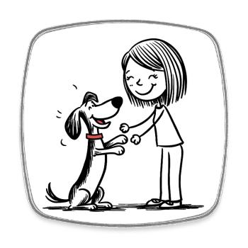 Who plays with the dog! - Square fridge magnet - white - Front