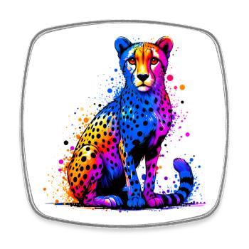 Cheetah - Square fridge magnet - white - Front