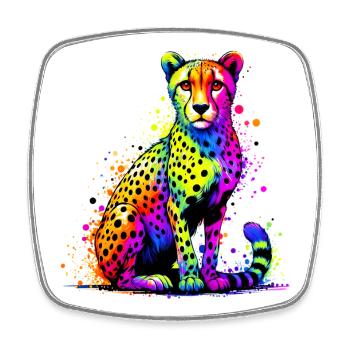 Cheetah - Square fridge magnet - white - Front