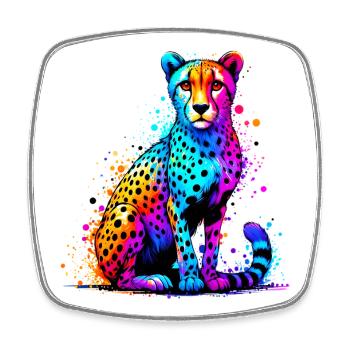 Cheetah - Square fridge magnet - white - Front