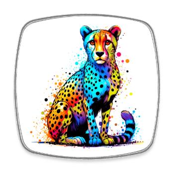 Cheetah - Square fridge magnet - white - Front