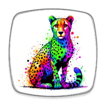 Cheetah - Square fridge magnet - white - Front