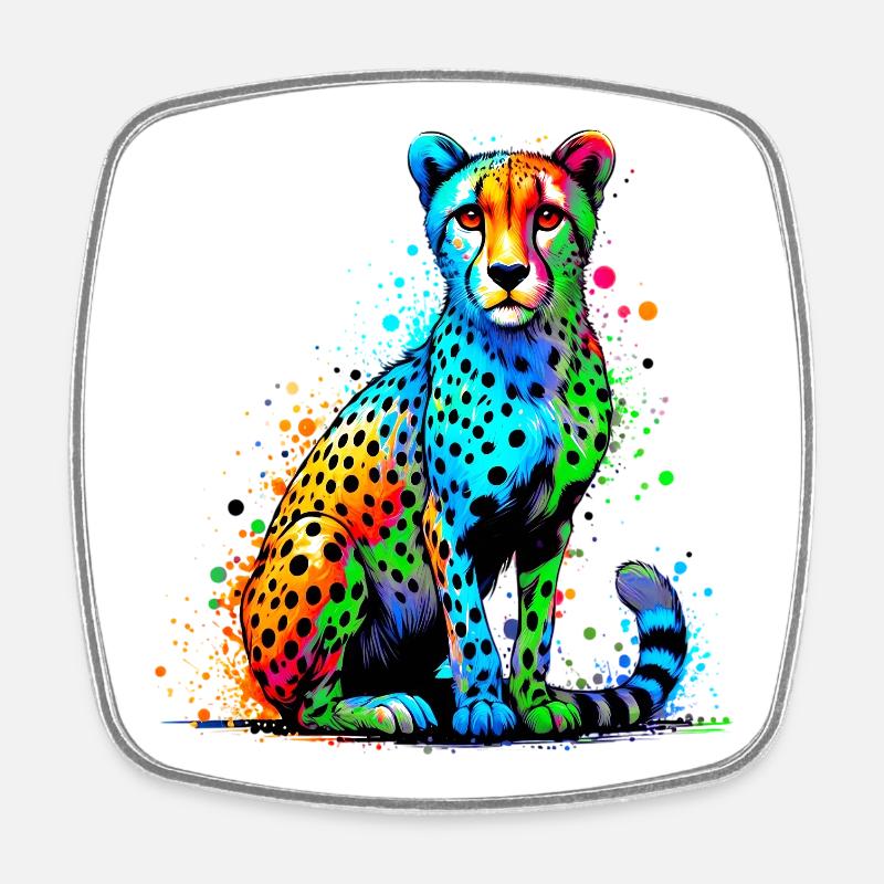 Gepard - Viereckiger Kühlschrankmagnet - Weiß