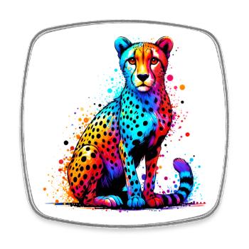 Cheetah - Square fridge magnet - white - Front