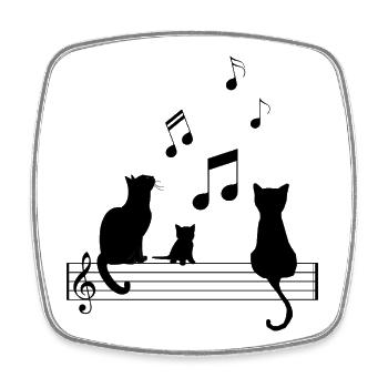 T Shirt Katze Musik Lustige Notiz Noten - Viereckiger Kühlschrankmagnet - Weiß - Vorne