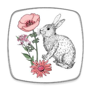 Lapin de Pâques Joyeuses Pâques - Magnet carré - blanc - Devant