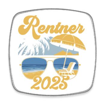 Beach Rentner 2025 Rente Frührentner Pension - Viereckiger Kühlschrankmagnet - Weiß - Vorne