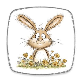 Drolliger Hase I Osterhase Häschen - Viereckiger Kühlschrankmagnet - Weiß - Vorne