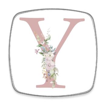 Y Monogram, Floral, Personnalisable - Magnet carré - blanc - Devant