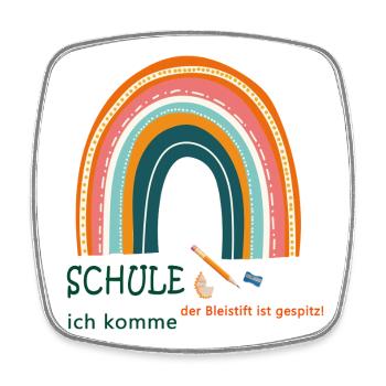 Schule ich komme - Viereckiger Kühlschrankmagnet - Weiß - Vorne