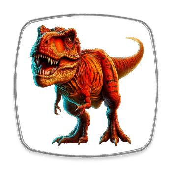 Dinosaurier - Viereckiger Kühlschrankmagnet - Weiß - Vorne