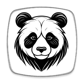 Panda Gesicht Kunstdesign - Viereckiger Kühlschrankmagnet - Weiß - Vorne