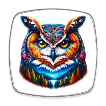 Owl - Square fridge magnet - white - Front