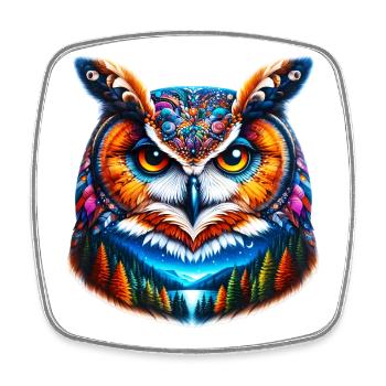 Owl - Square fridge magnet - white - Front