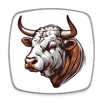 Bull - Square fridge magnet - white - Front