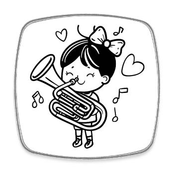 Cartoon Tuba Girl - Square fridge magnet - white - Front
