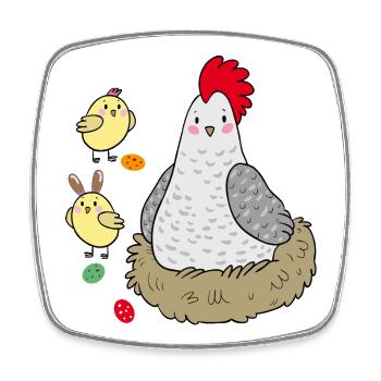 Huhn im Nest Ostern - Viereckiger Kühlschrankmagnet - Weiß - Vorne