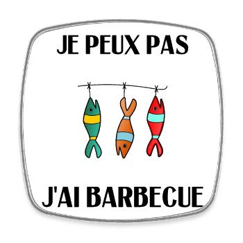 BARBECUE. POISSON. POISSON D'AVRIL. VACANCES. ETE. - Magnet carré - blanc - Devant