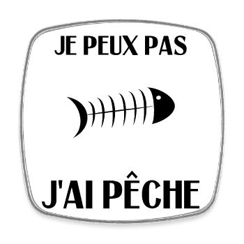 PÊCHE. POISSON D'AVRIL. POISSON. SARDINE - Magnet carré - blanc - Devant